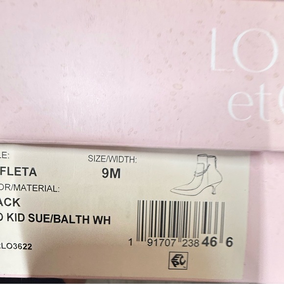 Louise et Cie Black Suede Pointed Toe Ankle Boots with Gold Chain - Picture 8 of 8